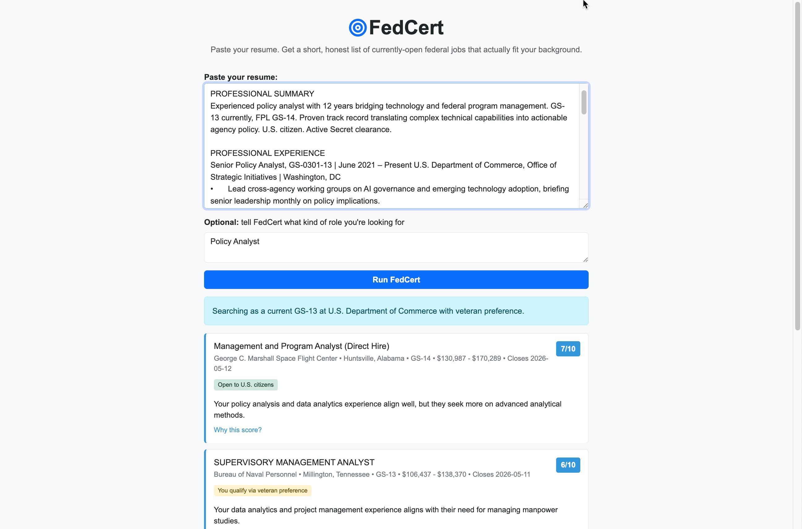 FedCert screenshot